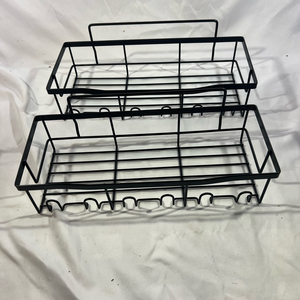 Black Metal Wall-Mounted Storage Baskets